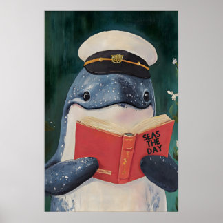 Speelse Walvis Leest 'Seas the Day' Kunstprint Poster