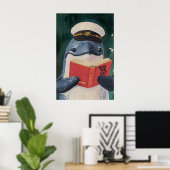 Speelse Walvis Leest 'Seas the Day' Kunstprint Poster (Thuiskantoor)