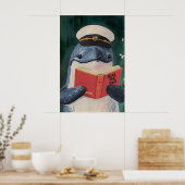 Speelse Walvis Leest 'Seas the Day' Kunstprint Poster (Keuken)