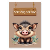 Speelse Warthog Wallow Oerwoud Safari Tafelbord Kaart (Voorkant)