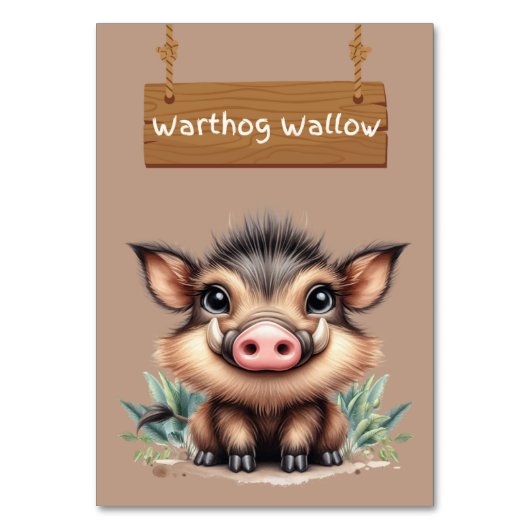Speelse Warthog Wallow Oerwoud Safari Tafelbord Kaart (Voorkant)