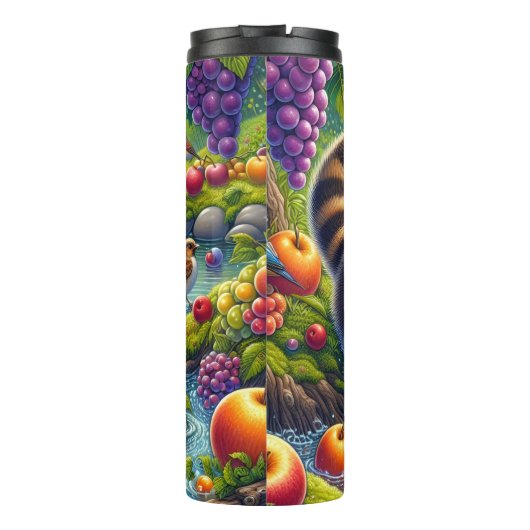 Speelse Wasbeer in Fruit River Thermosbeker (Achterkant)