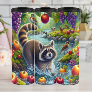 Speelse Wasbeer in Fruit River Thermosbeker
