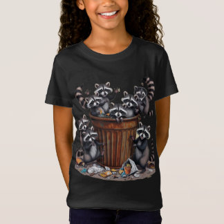 Speelse wasberen Trash Can Mischief T-shirt