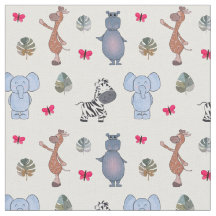 Speelse Watercolor Safari Dieren v.1 stof