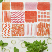 Speelse watercolor vierkanten | Warm Boho Abstract Theedoek (Gevouwen)