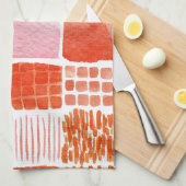 Speelse watercolor vierkanten | Warm Boho Abstract Theedoek (Quarter Fold)