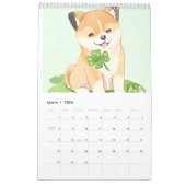 Speelse Waterverf AI Gegenereerde Shiba Inu Kalender (Mar 2026)