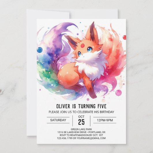 Speelse Waterverf Fox Verjaardag Kaart (Voorkant)
