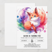 Speelse Waterverf Fox Verjaardag Kaart (Voorkant / Achterkant)