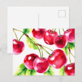 Speelse Waterverf kersen Briefkaart (Voorkant / Achterkant)