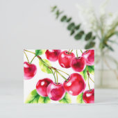 Speelse Waterverf kersen Briefkaart (Staand voorkant)
