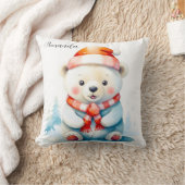 Speelse Waterverf Kerst Polar Beer Kussen (Deken)