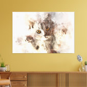 Speelse waterverf kitten met heldere amber ogen canvas afdruk (Insitu (Woonkamer))