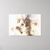 Speelse waterverf kitten met heldere amber ogen canvas afdruk (Voorkant)
