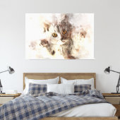 Speelse waterverf kitten met heldere amber ogen canvas afdruk (Insitu (Slaapkamer))