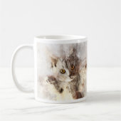 Speelse waterverf kitten met heldere amber ogen koffiemok (Links)