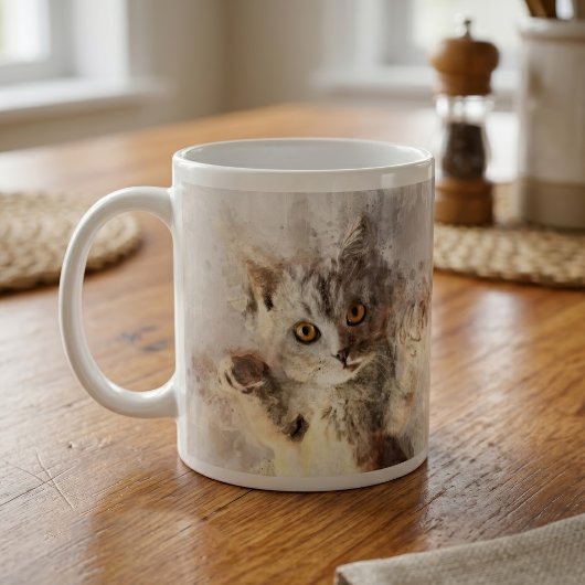 Speelse waterverf kitten met heldere amber ogen koffiemok