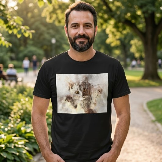 Speelse waterverf kitten met heldere amber ogen t-shirt