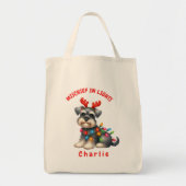 Speelse Waterverf Miniatuur Schnauzer Feesthond Tote Bag (Voorkant)