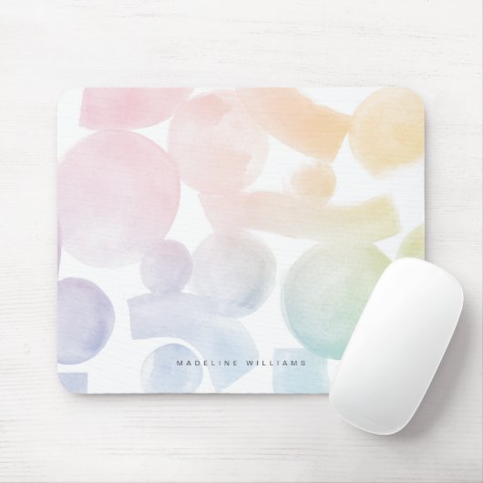 Speelse Waterverf Patroon Mousepad met Naam Muismat (Met muis)