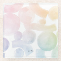 Speelse Waterverf Patroon Onderzetter met Initiale