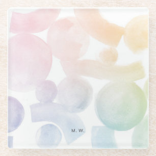 Speelse Waterverf Patroon Onderzetter met Initiale