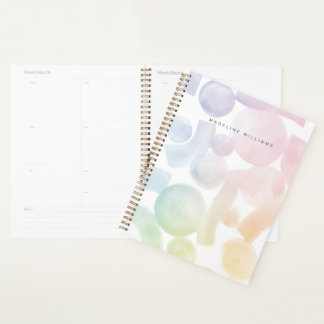 Speelse Waterverf Patroon Planner met Naam