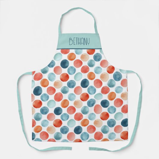 Speelse Waterverf Polka Dots – Vrolijk & Modern Schort (Voorkant)