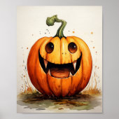Speelse Waterverf pompoen illustratie Poster (Voorkant)