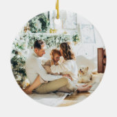 Speelse Waterverf Rode Santa Hat Familie Foto Keramisch Ornament (Achterkant)