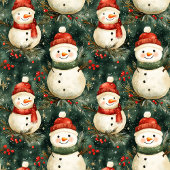 Speelse Waterverf Sneeuwman Deep Sage Green Red Fleece Deken