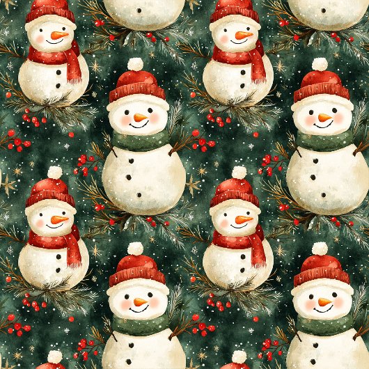 Speelse Waterverf Sneeuwman Deep Sage Green Red Fleece Deken