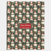 Speelse Waterverf Sneeuwman Deep Sage Green Red Fleece Deken (Voorkant)