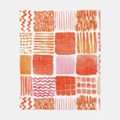 Speelse Waterverf Vierkanten | Warm Boho Abstract Fleece Deken (Voorkant)