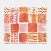 Speelse Waterverf Vierkanten | Warm Boho Abstract Fleece Deken (Voorkant (Horizontaal))