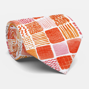 Speelse waterverf vierkanten   Warm Boho Abstract Stropdas