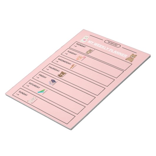 Speelse wekelijkse plannerpagina notitieblok (Schuin)