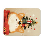 Speelse Welsh Corgi met Kerstversiering Magneet (Horizontaal)