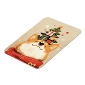 Speelse Welsh Corgi met Kerstversiering Magneet (Linkerzijde)