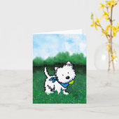 Speelse Westie Park Notitiekaart (Gele Bloem)
