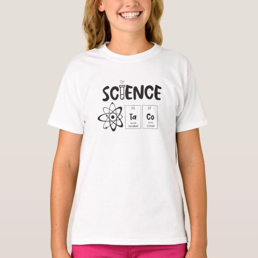 Speelse wetenschap TaCo-typografie T-shirt (Voorkant)