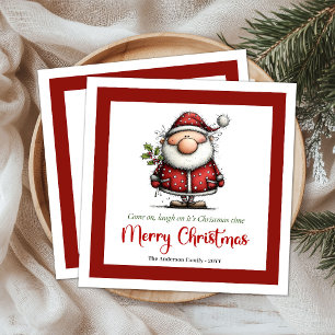 Speelse Whimse Kerstman Humor Kerst Papier Servet