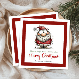 Speelse Whimse Kerstman Humor Kerstmisknapdoeken Servet