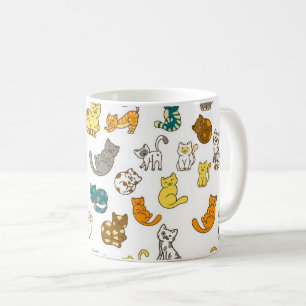 Speelse Whimsical Gestreepte en Gestipte Katten Koffiemok