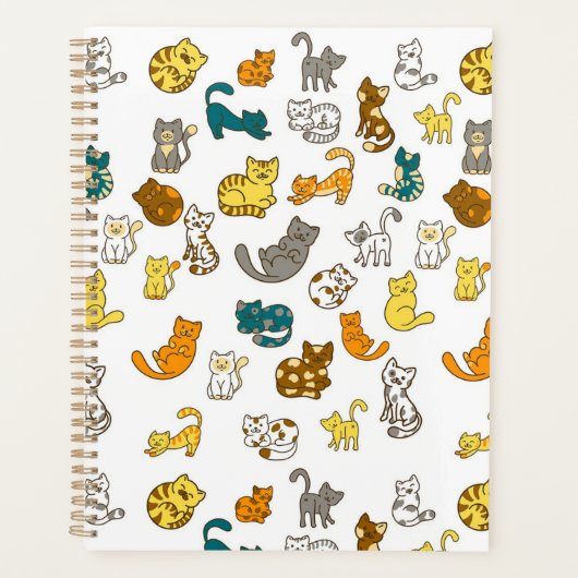 Speelse Whimsical Gestreepte en Gevlekte Katten Planner (Voorkant)
