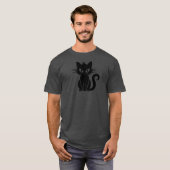 Speelse White-Eyed Black Cat Halloween Top (Voorkant volledig)
