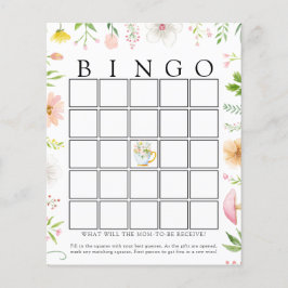 Speelse Wilde Bloem Thee Baby Bingo Spelkaart