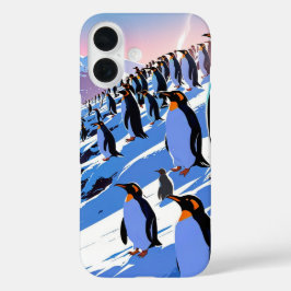 Speelse winterpinguïns iPhone 16 hoesje