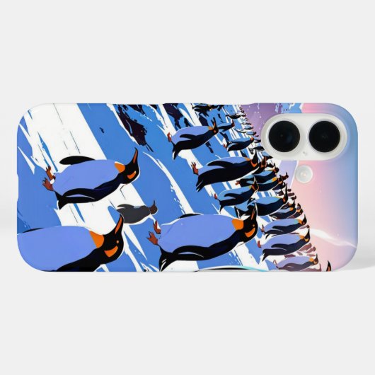 Speelse winterpinguïns Case-Mate iPhone case (Achterkant (horizontaal))